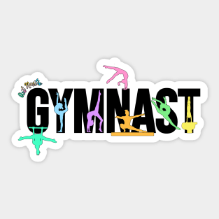 Gymnast Silhouette Art - Art Nastix - Multicolor Sticker